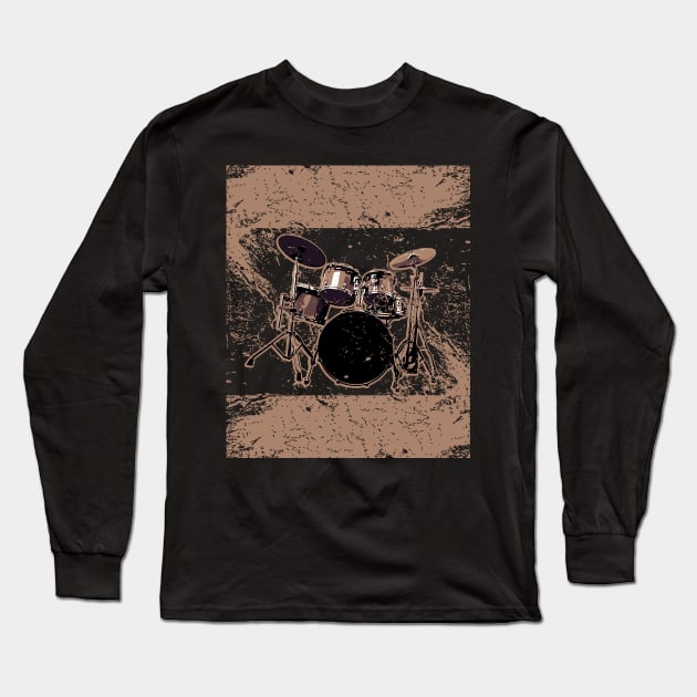 Drums set // Grunge poster | Vintage Long Sleeve T-Shirt by Degiab